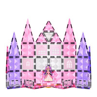 Juego de Construcción de 66 Piezas con Temática de Princesas, Bloques Magnéticos, Construcción de Castillos, STEM Montessori, Juguete Educativo para Niños de 3+ Años