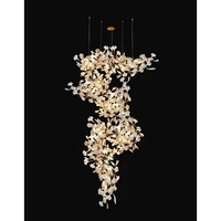 Lustre post-moderne en feuilles de Ginkgo, luminaire suspendu pour escalier d'hôtel, salle de banquet, hall d'entrée