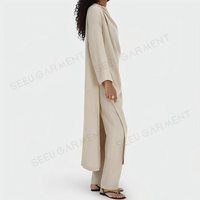 Ensemble 2 pièces décontracté et modeste sur mesure en tissu naturel doux, tunique longue et pantalon palazzo, pour femmes musulmanes - Fabricant