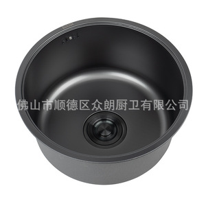 Zhonglang 304 Stainless Steel <b>Round</b> Sink Nano Black Drop In Single <b>Basin</b> Easy To Clean - Product Image 5