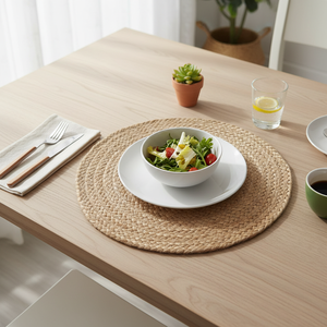 Modern Eco-Friendly <b>Washable</b> Cotton Braided Round Solid Pattern Customizable Placemats for Home & Hotel Use - Product Image 3
