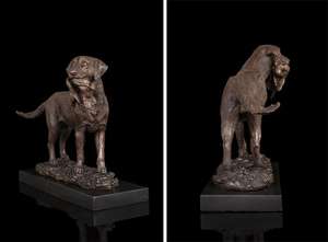 ArtsHom-estatua de bronce de DW-039 para perro de caza con presa, figuritas de Arte de Metal de bronce, figuritas de animales para decoración interior - Product Image 6