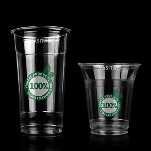 Custom Logo Printing Eco Friendly Compostable Clear Pet Cold Drink Cup Disposable Biodegradable Pla Cups Plastic