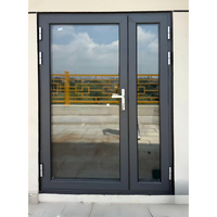 Porte d'entrée commerciale en aluminium pleine vitrine, style battant, pour magasin, entrée acoustique stratifiée pour salon et salle à manger