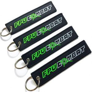 <b>Custom</b> Design Brand Logo Flight Woven Jet Tag Fabric <b>Key</b> Chain Anime Embroidered Keychain - Product Image 4