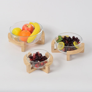Wooden Fruit Bowl Display Rack Base Glass Storage Dish Kitchen Decor Single Layer Solid Wood <b>Stand</b> For Fruit Serving - Product Image 1