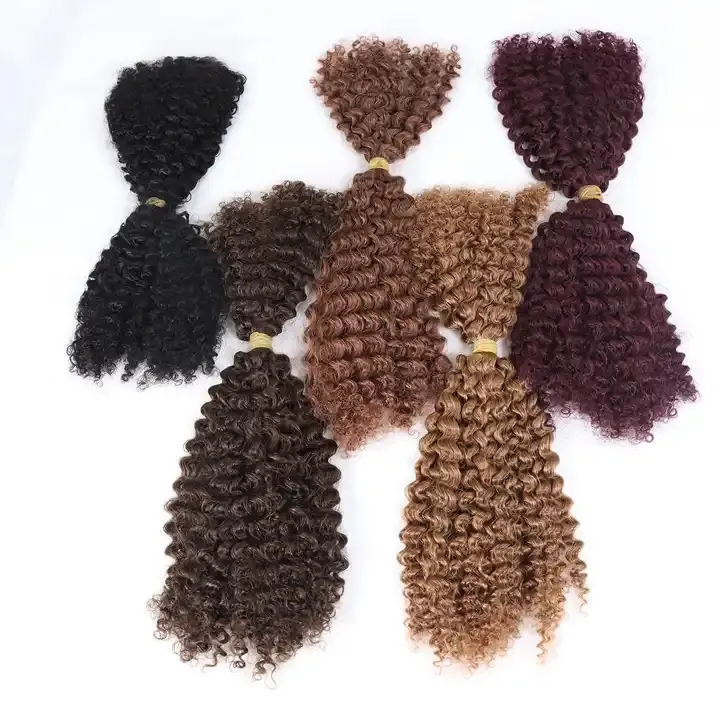 No Weft Kinky Curly Bulk Human Hair Braiding Bundles Wet and Wavy Bulk Human Hair For Braiding Hair Extension Kinky Curl