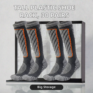 Free <b>Standing</b> Plastic Winter Eco-Friendly Tall Shoe Rack Large Capacity 24-30 Pairs Shoes <b>Boots</b> with Side Hooks Storage Pockets - Product Image 2
