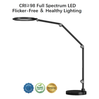 Lampe de table contemporaine 95 CRI à alimentation CA, en métal, pliable, éclairage supérieur et inférieur, contrôle tactile, protection oculaire pour étudiants, écriture et lecture