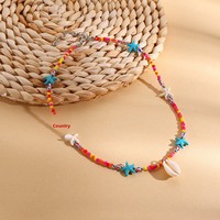 Collar de cadena para clavícula hecho a mano con cuentas de concha natural de estrella de mar, estilo bohemio, superventas transfronterizo, ideal para vacaciones en la playa