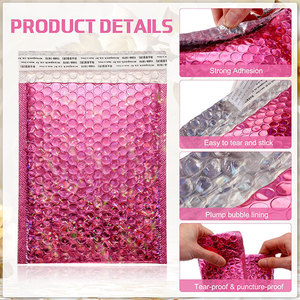 Rts trong kho Holographic sáng bóng bong bóng bưu phẩm 18x23 cm kim loại Rose <span class=keywords><strong>Red</strong></span> độn phong bì 7x9 inch vận chuyển túi - Product Image 3