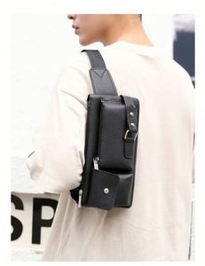 I-0326 ขายดี กระเป๋าหนัง PU สีดำ แฟชั่น ยูนิเซ็กซ์  กันน้ำ ลายลูกกวาด  สำหรับกิจกรรมกลางแจ้ง ฤดูใบไม้ผลิ/ฤดูร้อน  รับสกรีนโลโก้ตามแบบ - Product Image 5