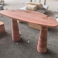 Table console de couloir en marbre travertin rouge vintage haut de gamme pour la maison, le salon, l'hôtel, la villa
