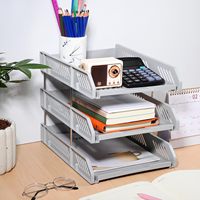 Plateau à lettres à 3 niveaux Porte-revues empilable Organisateur de documents Organisateur de fichiers A4 Porte-fichiers en plastique à chargement frontal