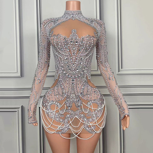 Novance Y4351 Produttori di Abiti Personalizzati, Vestito <span class=keywords><strong>Sexy</strong></span> da Club per <span class=keywords><strong>Donna</strong></span> 2025, <span class=keywords><strong>Abbigliamento</strong></span> Boutique di Lusso con Cristalli, Alta Qualità - Product Image 5