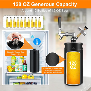Sistema de grifo Growler Mini Keg de 128Oz, sistema de barril de <span class=keywords><strong>cerveza</strong></span> de acero inoxidable presurizado para artesanía casera y <span class=keywords><strong>cerveza</strong></span> de barril - Product Image 2
