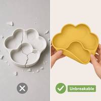 Assiette à ventouse en silicone de qualité alimentaire YONGLI pour bébé, forme de patte mignonne, antidérapante, avec compartiments, plateau d'alimentation pour tout-petits, ensemble de sevrage dirigé par l'enfant