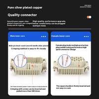 Conector USB Tipo Pin de Alta Resistencia, 40 Dígitos, 50 Orificios, 64 Rectangular, 128 Automotriz, Cobre Hembra, IP54, Certificado CE, Fundición a Presión