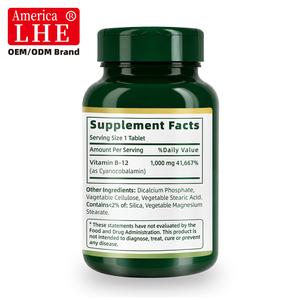 Complément alimentaire Premium Shecome Vitamine B12 1000 mcg pour soutenir la santé du système immunitaire des hommes et des femmes, comprimés de vitamine B12 - Product Image 2