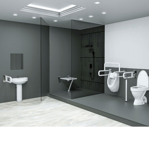HIDEEP Tabouret de douche avec main courante en acier inoxydable blanc pour la sécurité des personnes âgées dans la salle de bain - Product Image 1
