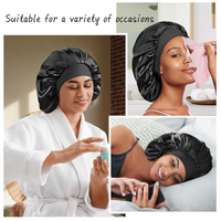 Bonnets en soie personnalisés avec logo, bonnet en soie de mûrier pour femmes, bonnet de soin des cheveux, double couche, couvre-cheveux en soie pour cheveux longs bouclés noirs