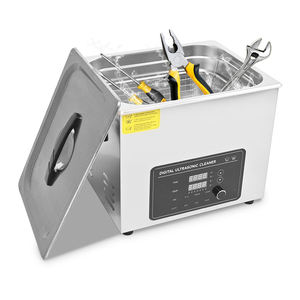 Mesin pembersih ultrasonik, mesin pembersih ultrasonik Stainless Steel multifungsi 10L 40kHz untuk perhiasan kacamata bagian logam - Product Image 1