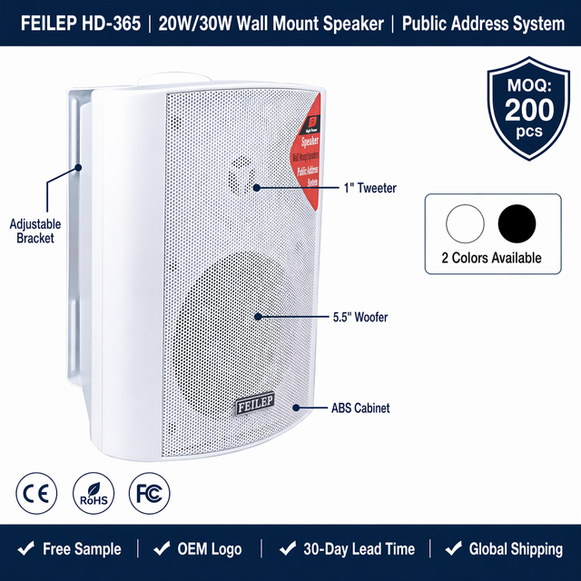 HD-365 20W 30W Professional Wall Mount Speaker 100V 5.5 Inch Background Music Speaker for Restaurant Church Retail Store