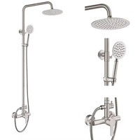 Ensemble de robinetterie de douche 2 voies en acier inoxydable SUS 304 avec pommeau de douche pluie et mitigeur pour hôtel