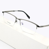 Lunettes d'affaires pour hommes en titane de haute qualité stylo myope demi-monture de lunettes avec élastique pour grand visage placage IP durable élégant