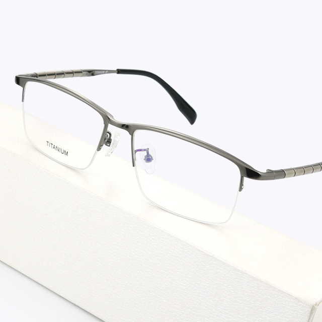 High Quality Titanium Men's Business Glasses Myopic Pen Half Glasses Frame with Elastic for Big Face IP Plating Durable Stylish