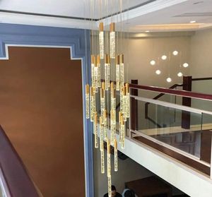 吊灯吊灯悬挂线性大长金高吸顶灯楼梯豪华发光二极管玻璃水晶吊灯 - Product Image 2