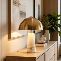 Lampe de bureau en jade naturel de luxe nordique, lampe de chevet en forme de champignon, décoration d'ambiance haut de gamme pour chambre à coucher