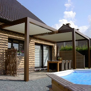 <span class=keywords><strong>Pergola</strong></span> <span class=keywords><strong>bioclimatique</strong></span> moderne intelligente électrique rétractable en aluminium imperméable pour extérieur, toit à lames orientables, cour, jardin, loisirs - Product Image 2