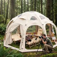 Abri de camping portable Meisu durable et imperméable, double couche, toutes saisons, 5m 6m, base en PVC, ouverture rapide automatique pour la forêt