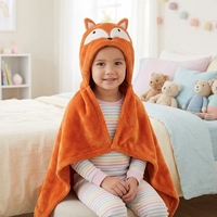 Confort bébé couverture chaude renard poupée super doux bébé unisexe infantile à capuche visage d'animal en peluche orange renard à capuche OEM animal couverture