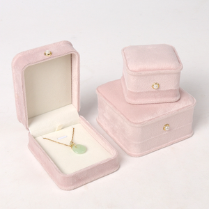 Boîte à bijoux de luxe en velours avec boucle perlée personnalisée par le fabricant, pour bracelet, boucles d'oreilles, bague, collier, pendentif, bracelet rigide, emballage cadeau - Product Image 5