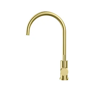 Großhandel Luxus-Set Küchenspüle goldene Farbe SS 304 Edelstahl Deckmontiert 360 Grad rotierende einzelne Hebel-Hohn-Wasserhähne