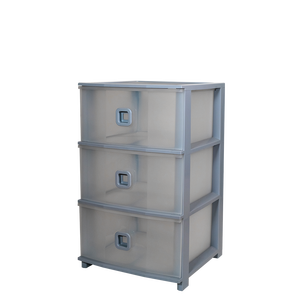 Pratika Plus, commodes empilables minimalistes à 3 niveaux, 375x370x610mm, gris, plastique PP moulé par injection, unité pour chambre d'enfant - Product Image 1