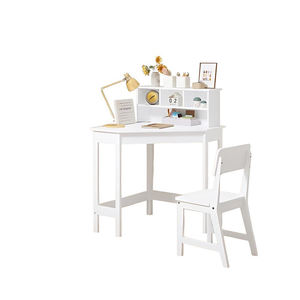 Children 3-8 Years White Corner Desk <strong>Kids</strong> Study <strong>Table</strong> and Chair Set <strong>for</strong> Home with Storage and Hutch - Product Image 1