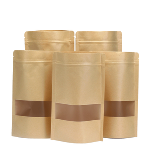 Стоявый пакет ziplock, упаковочный пакет из крафт-бумаги с окном, упаковочные пакеты для малого бизнеса - Product Image 1