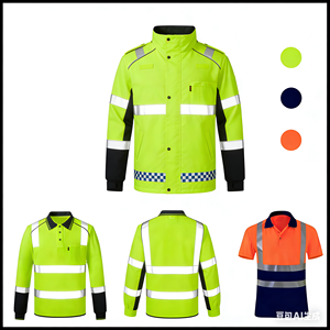 Ropa <span class=keywords><strong>de</strong></span> Trabajo <span class=keywords><strong>de</strong></span> Poliéster Transpirable, Impermeable y Reflectante para Trabajadores <span class=keywords><strong>de</strong></span> la Construcción - Overoles Duraderos con Rayas <span class=keywords><strong>de</strong></span> Alta Visibilidad 20471 - Product Image 1