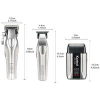 Kit de tondeuse à cheveux professionnelle Kemei S3 1798 3023 T402, lame DLC, entièrement en métal avec chargeur de base, tondeuse à cheveux, rasoir UV