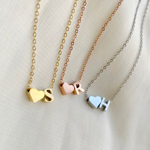 Collana a Catena a Maglie in Acciaio Inossidabile Placcato Oro 14K PVD con Ciondolo Personalizzabile Fai da Te a Forma di Cuore e Lettera in Acciaio al Titanio Dropshipping - Product Image 6