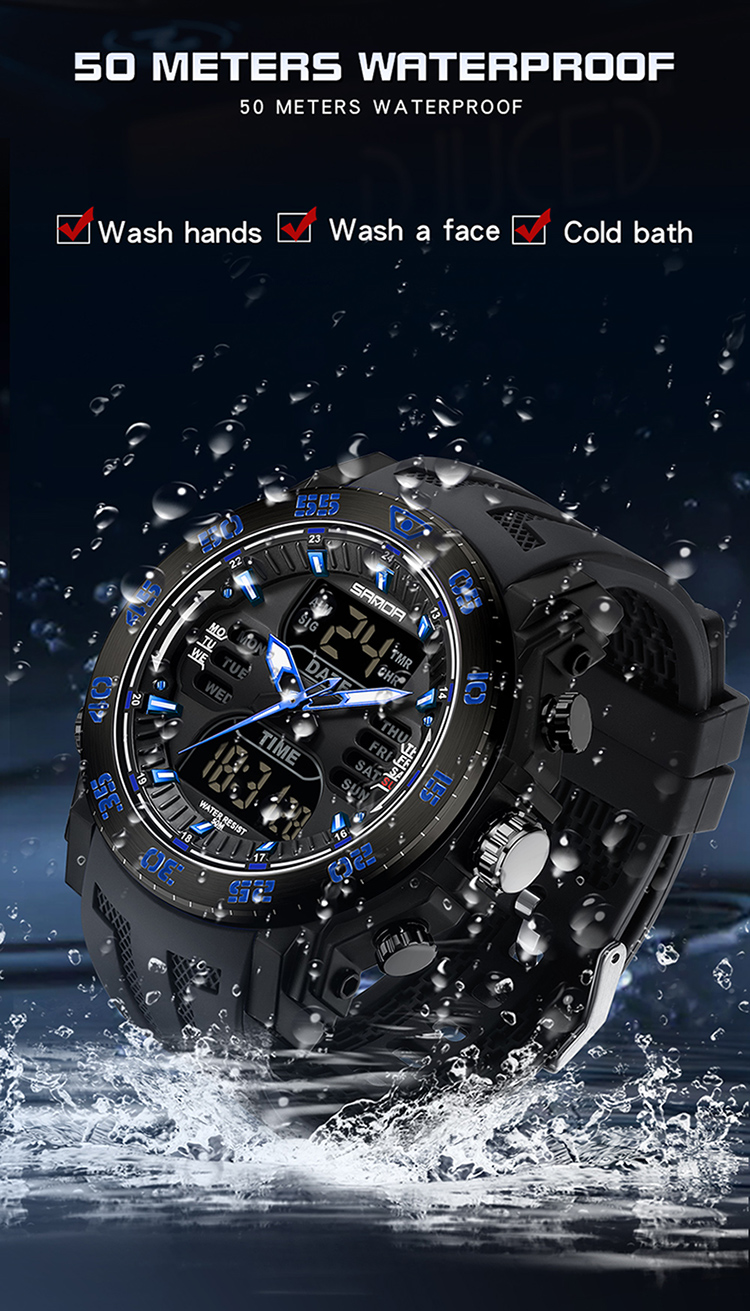 OEM SANDA 6029 Top Brand Men's Women's Multifunctional Electronic Watch Leisure Sports Waterproof Digital Student Watch