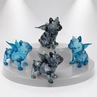 Statue de bouledogue français ailé en résine transparente personnalisée, aspect cristal, sculpture de chien en résine transparente, décoration de table, ornement animalier