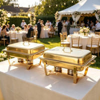 Luxuriöser, goldener, faltbarer 12L Chafing Dish für Hochzeiten im Goldenen Thema, Cafés & VIP-Partys – Warmhaltebehälter für Speisen