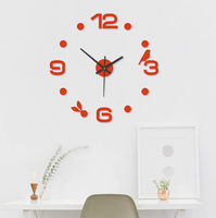 Jam Dinding 3D Bercahaya Tanpa Bingkai Akrilik DIY Stiker Dinding Jam Digital Jam Tanpa Suara untuk Dekorasi Dinding Ruang Tamu Kamar Tidur Kantor