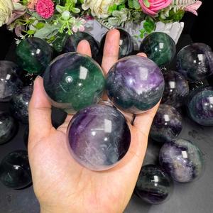 批发高品质天然愈合石水晶彩虹萤石球家居装饰 - Product Image 2