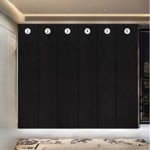 Armoire sur mesure moderne en bois noir avec portes vitrées, tiroirs de rangement et étagères intégrées pour chambre à coucher - Product Image 5
