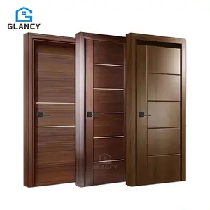 Pintu Interior pabrik Hotel untuk rumah Veneer alam komposit kayu Solid kamar tidur pintu apartemen